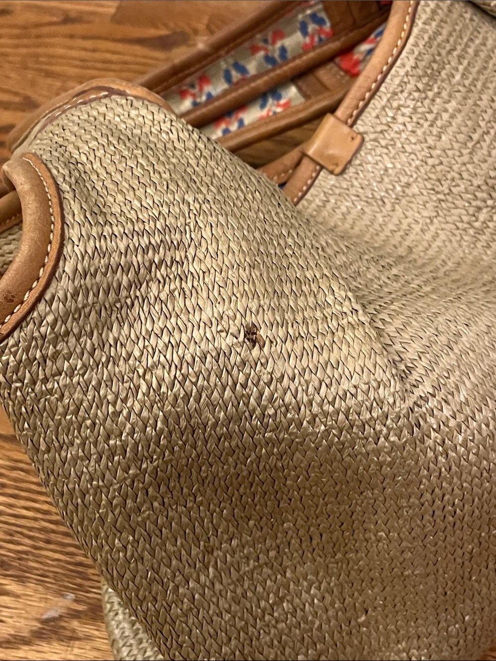 Rare Vintage UGG Australia Woven Straw Tote Bag Hobo – Tan Leather Trim - Picture 3 of 11
